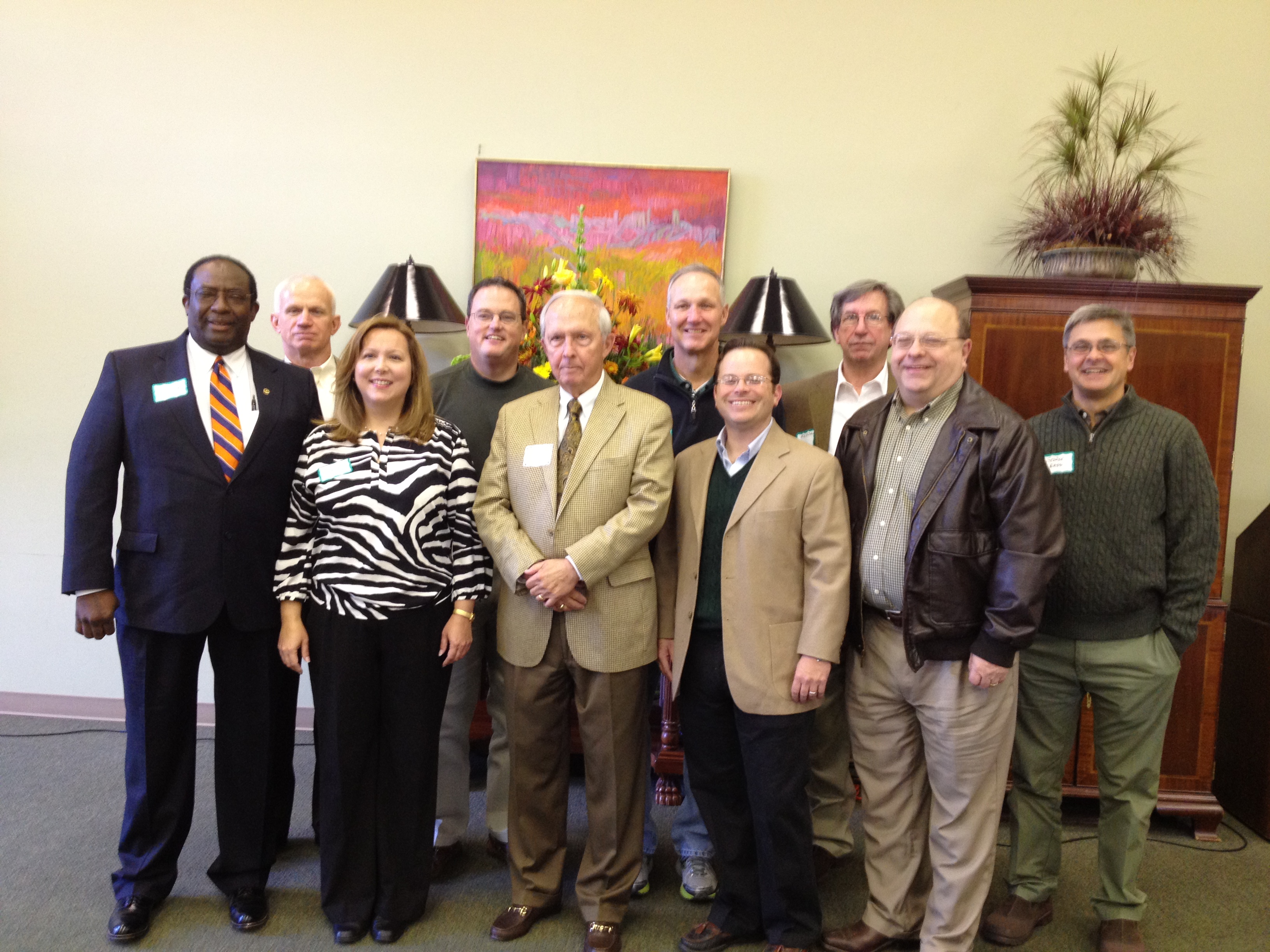 PHOTO:  Attending the Delta State National Alumni Association Past Presidents Social were: (front, from left) Daye Dearing, Dr. Kent Wyatt, John Cox, and John Alexander (Back, from left) Donald Green, Bill Greenleaf, Arthur Johnston, Bobby Fahey, Mickey Robinson and George Bassi.